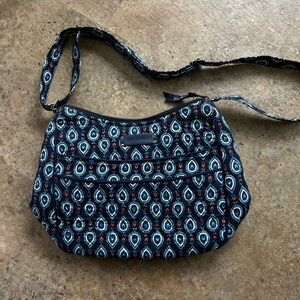 Vera Bradley Blue and Red Crossbody Bag with Geometric Design